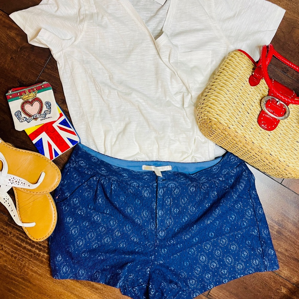 Lauren Conrad Shorts lace look fully lines Navy Blue Lace High Rise